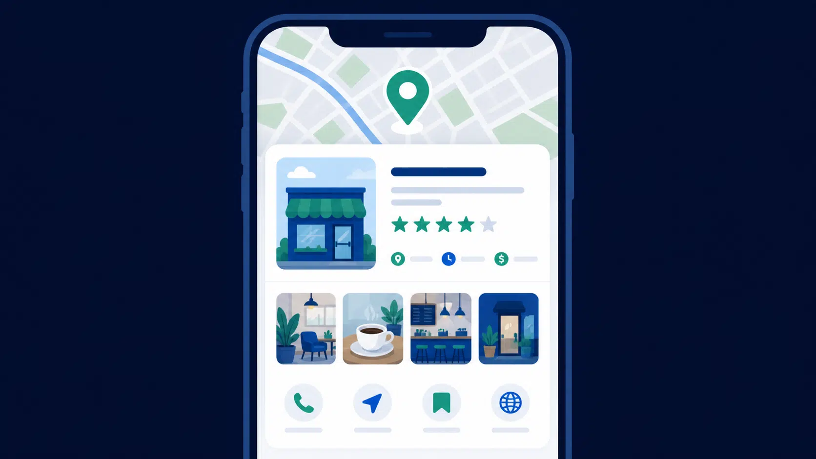 Fiche Google Business Profile optimisée pour le SEO local avec avis, photos et informations d'établissement