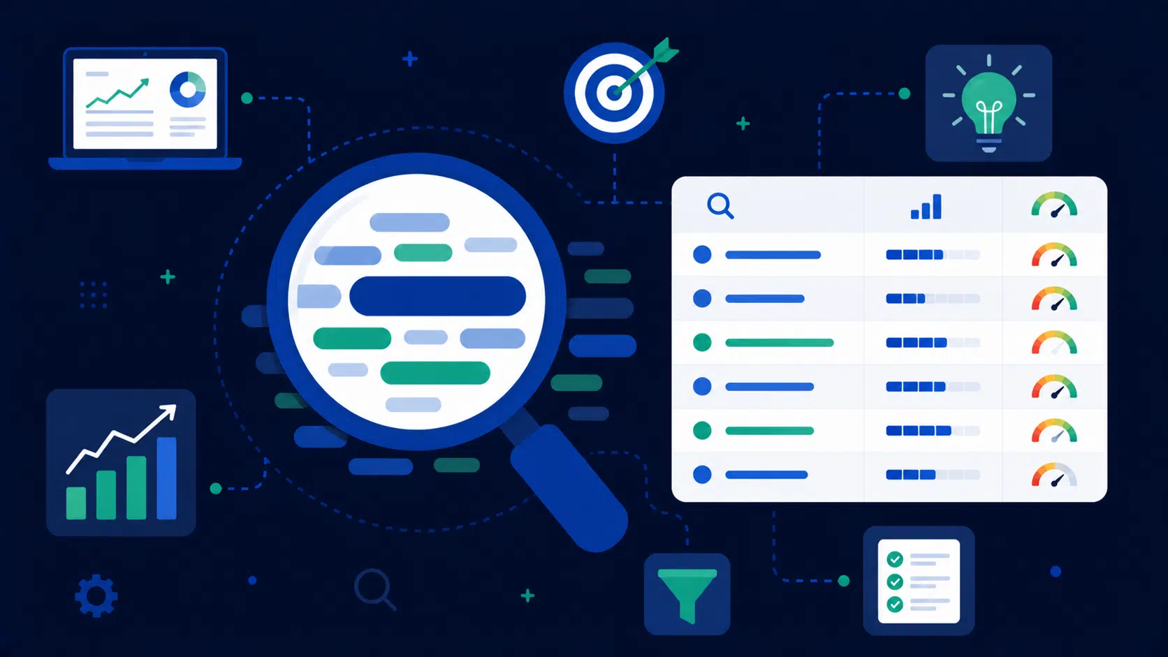 Illustration de la méthode de recherche de mots-clés SEO avec outils et analyse de volume de recherche